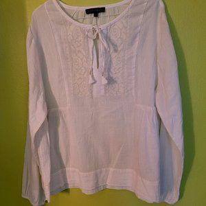 Sanctuary Women's Shirt White Embroidered Long Sleeve